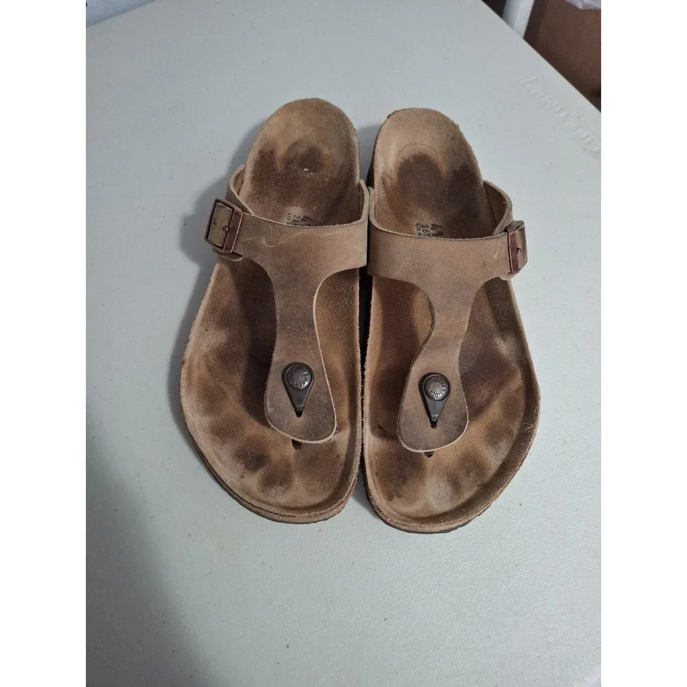 Birkenstock Womens Gizeh Tabacco Oiled Leather Thong Sandals Size 41‎ US 10